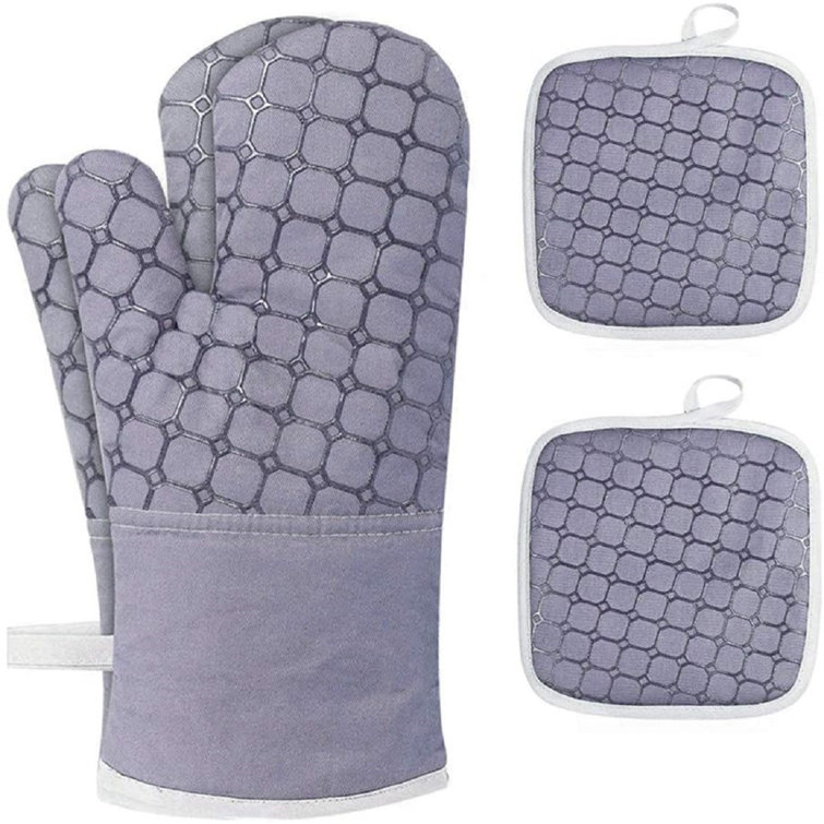 JIAQ Oven Gloves And Pan Rack, Kitchen Oven Gloves, ExtraLong Professional Oven Gloves, Heat